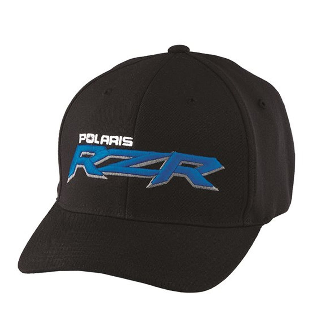 Polaris New OEM,Adjustable Flexfit Hat with RZR Logo - Black/Blue